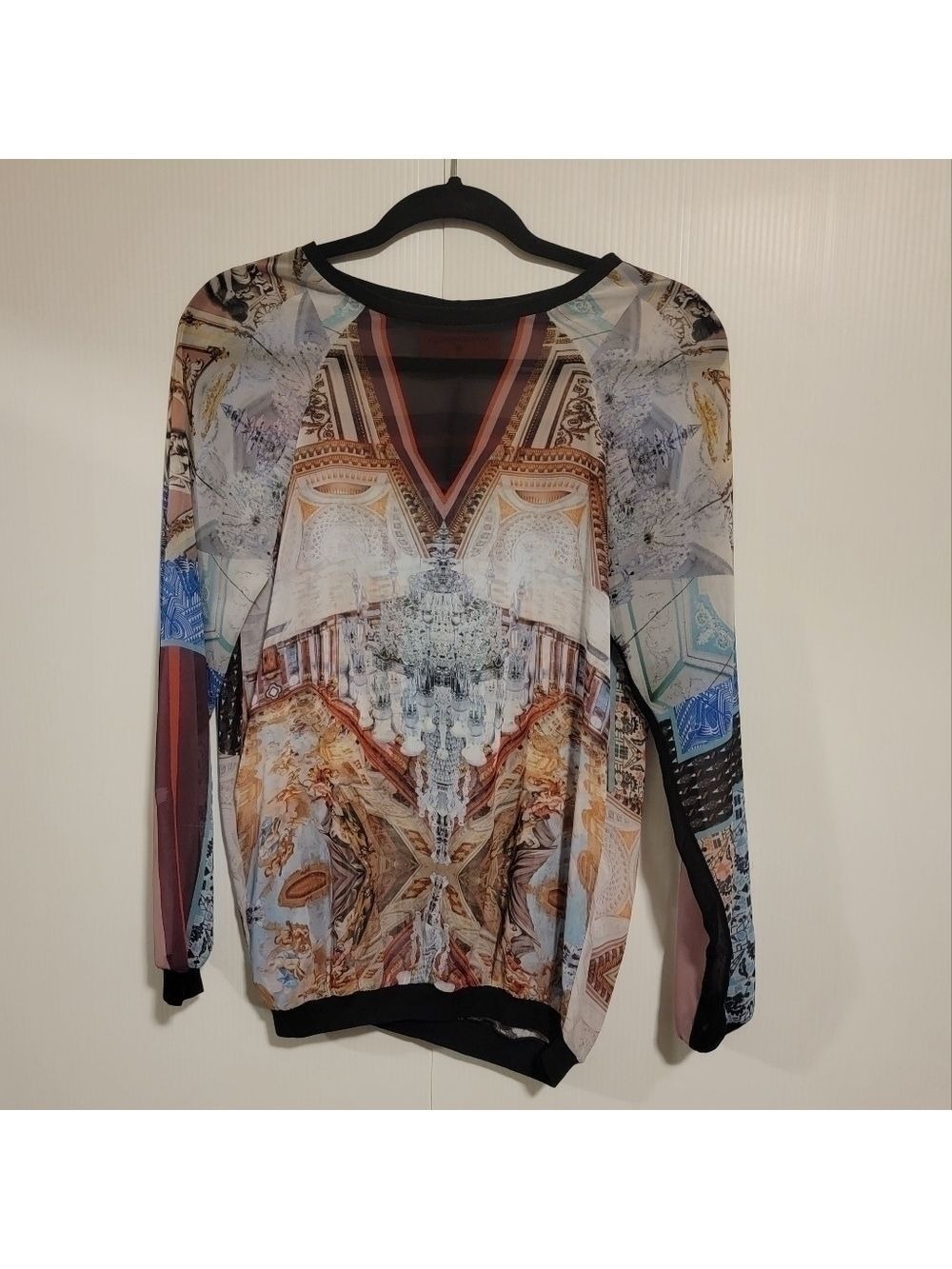 Clover Canyon Orange Mixed Media Top XS